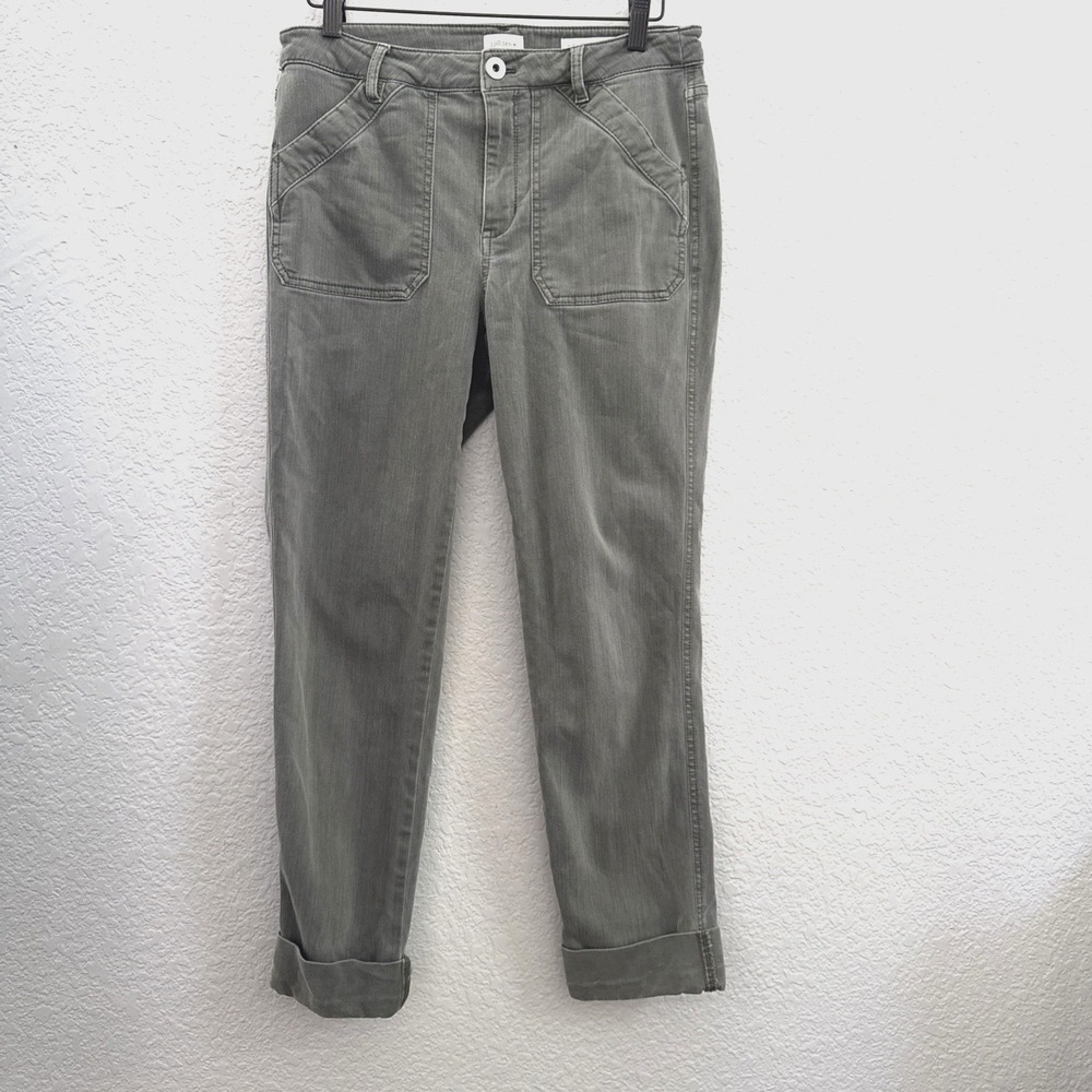 J Jill High Rise Straight Leg Jeans Olive Denim Women Size 6 Stretch Style 97641